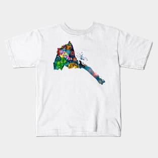 Spirograph Patterned Eritrea Regions Map Kids T-Shirt